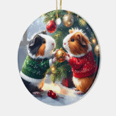 Guinea Schweine & Weihnachtsbaum Weihnachten Keramik Ornament (Links)