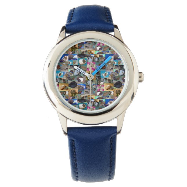 Guinea Schweinebollage, Kinder Blaulederuhr Armbanduhr (Vorderseite)