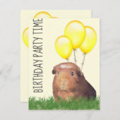 Guinea Schweineborloons Custom Geburtstag Einladun Einladung (Vorne/Hinten)