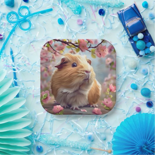 Guinea Schweinefieber mitten im Frühling blüht Pappteller (Party)