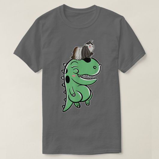 Guinea Schweinefleisch auf Dinosaurier Guinea Schw T-Shirt (Design vorne)