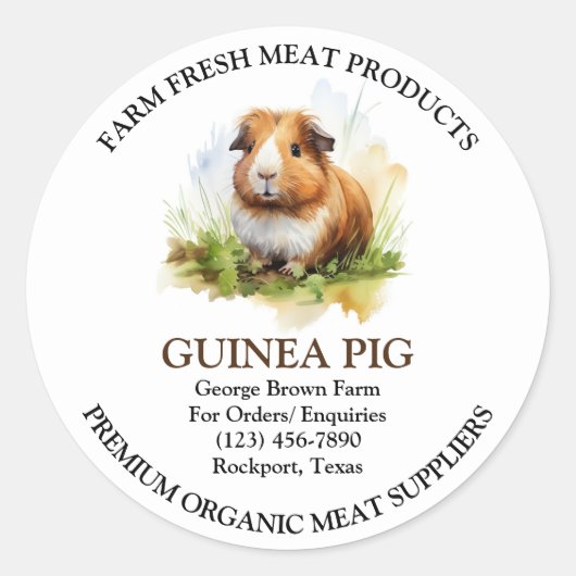 Guinea Schweinefleisch Etikett Runder Aufkleber (Vorderseite)