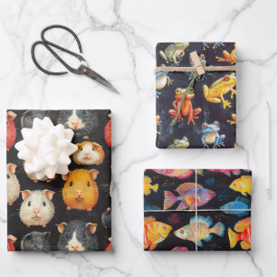 Guinea Schweinefleisch, Frosch und Fischkreide Zei Geschenkpapier Set