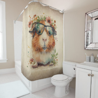 Guinea Schweinefleisch in Gläser Wasserfarben Kuns Duschvorhang