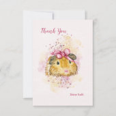 Guinea Schweinefleisch mit rosa Bow Personalisiert Einladung (Vorderseite)