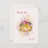 Guinea Schweinefleisch mit rosa Bow Personalisiert Einladung (Vorne/Hinten)