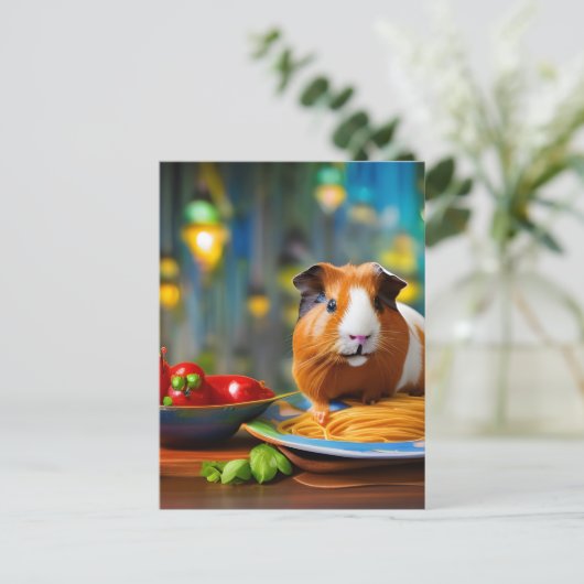 Guinea Schweinefleisch Spaghetti Postkarte (Stehend Vorderseite)