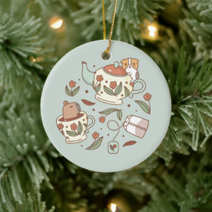 Guinea Schweinefleisch und Capybara Tee Party Keramik Ornament