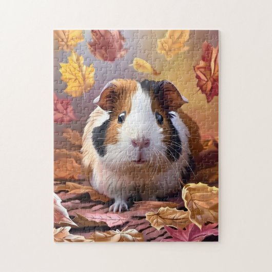 Guinea Schweinefleisch und herbstliche Blätter Puzzle (Vertikal)