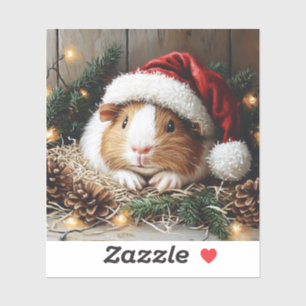 Guinea Schweinefleisch Weihnachtsmannmütze tragen Aufkleber
