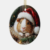 Guinea Schweinefleisch Weihnachtsmannmütze tragen Keramik Ornament (Rechts)