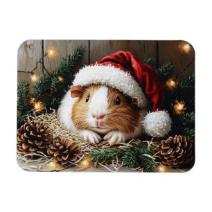 Guinea Schweinefleisch Weihnachtsmannmütze tragen Magnet