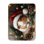 Guinea Schweinefleisch Weihnachtsmannmütze tragen Magnet (Vertikal)