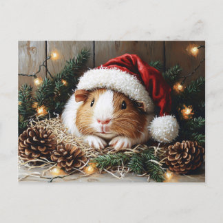 Guinea Schweinefleisch Weihnachtsmannmütze tragen Postkarte