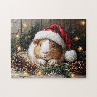 Guinea Schweinefleisch Weihnachtsmannmütze tragen Puzzle