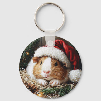 Guinea Schweinefleisch Weihnachtsmannmütze tragen Schlüsselanhänger