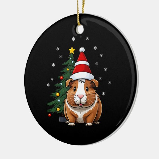 Guinea Schweinefleisch zu Weihnachten Keramik Ornament (Links)