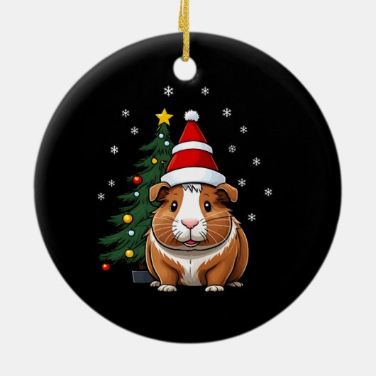 Guinea Schweinefleisch zu Weihnachten Keramik Ornament (Hinten)