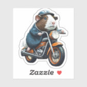 Guinea Schwung auf Orange Retro Motorrad, Straßenf Aufkleber (Blatt)