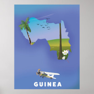 Guinea Südafrika Skiposter Druck. Poster