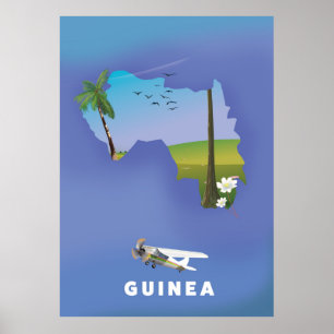 Guinea Südafrika Skiposter drucken. Poster