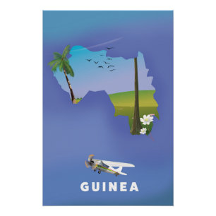 Guinea Südafrika Skiposter drucken. Poster