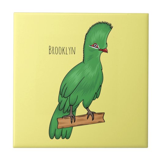 Guinea Turaco Vogel Cartoon Illustration Fliese (Vorderseite)