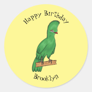 Guinea Turaco Vogel Cartoon Illustration Runder Aufkleber