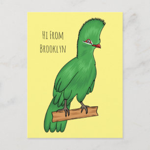 Guinea-Turako-Vogel-Cartoon-Illustration Postkarte