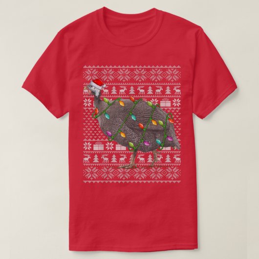Guinea Vogelgeflügel Weihnachtsmannmütze Ugly Guin T-Shirt (Design vorne)