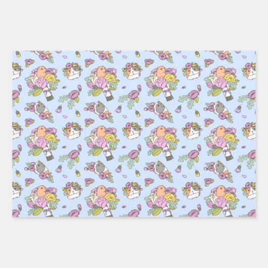 Guinea von Schweinen und Blume Geschenkpapier Set (Vorderseite)