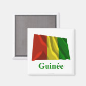 Guinea Waving Flag mit Name in Französisch Magnet (Vorderseite/Rückseite)