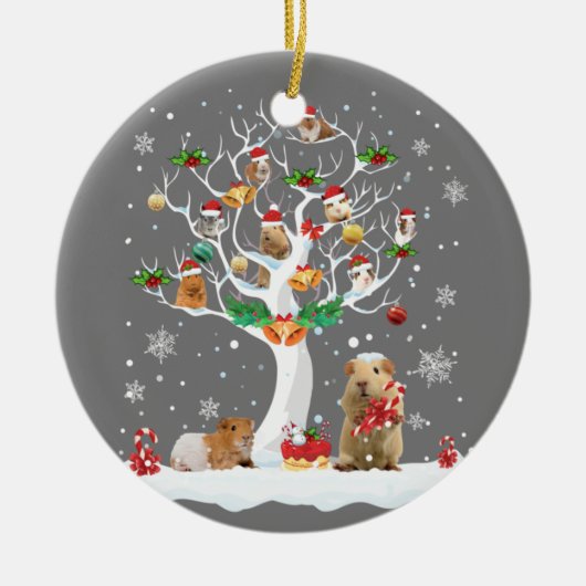 Guinea Weihnachten auf Winterbaumziege Lover Paj Keramik Ornament (Vorne)