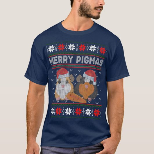 Guinea Weihnachten frohe Pigmas Ugly Sweater T-Shirt (Vorderseite)