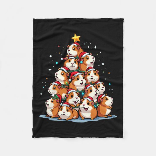 Guinea Weihnachtsbaum Funny Cavy Urlaub Fleecedecke (Vorderseite)