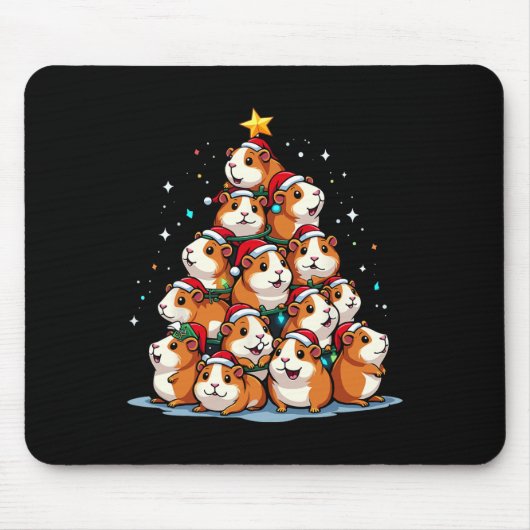 Guinea Weihnachtsbaum Funny Cavy Urlaub Mousepad (Vorne)