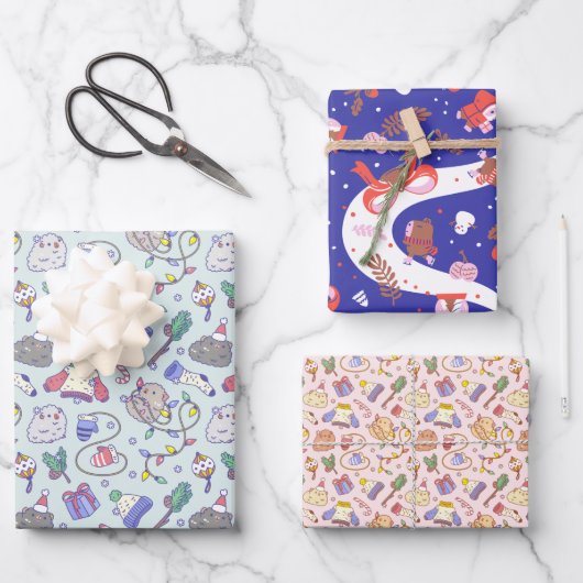 Guinea Weihnachtsgeschmack Set 3 Geschenkpapier Set (Vorderseite)