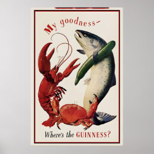 Guinness Lachs-, Krabben- und Hummerposter-Druck Poster
