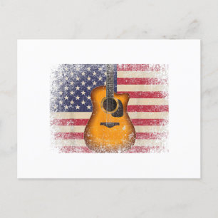 Guitar 4. Juli Gift American Flag USA - Countr Feiertagspostkarte