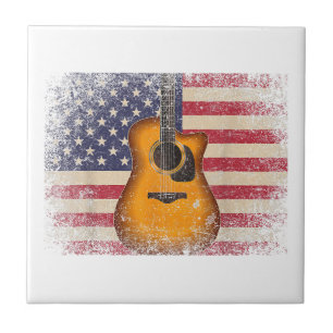Guitar 4. Juli Gift American Flag USA - Countr Fliese