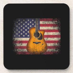 Guitar 4. Juli Gift American Flag USA - Countr Getränkeuntersetzer