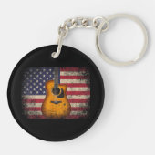Guitar 4. Juli Gift American Flag USA - Countr Schlüsselanhänger (Rückseite)