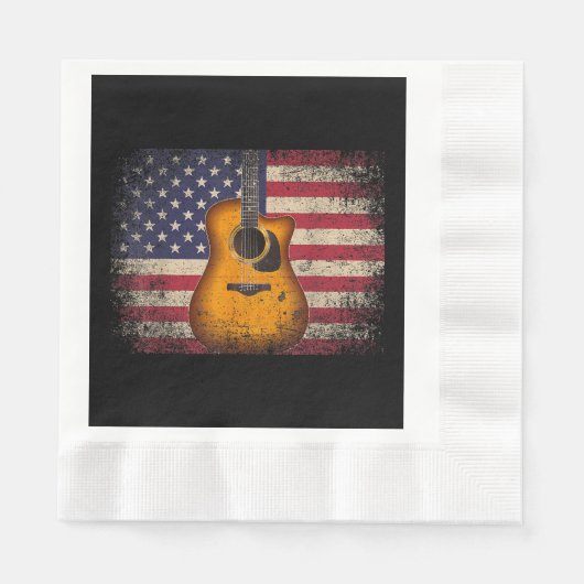 Guitar 4. Juli Gift American Flag USA - Countr Serviette (Vorderseite)