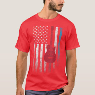 Guitar 4. Juli Gift American Flag USA Land T-Shirt