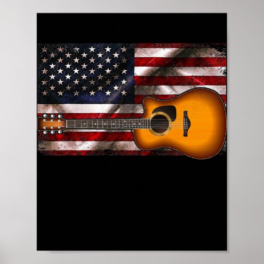 Guitar 4. Juli Gifts American Flag USA Poster (Vorne)