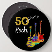 Guitar 50 Rocks 50. Geburtstagsfeier Button (Vorne & Hinten)