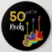 Guitar 50 Rocks 50. Geburtstagsfeier Button (Vorderseite)