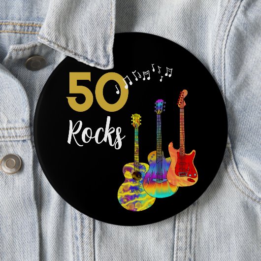 Guitar 50 Rocks 50. Geburtstagsfeier Button (Beispiel)