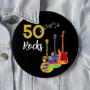 Guitar 50 Rocks 50. Geburtstagsfeier Button