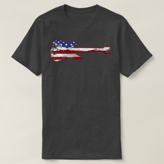 Guitar American Flag Vintag 2 T-Shirt (Design vorne)